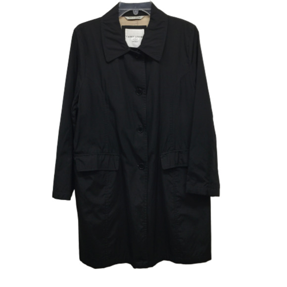 LARRY LEVINE SPORT Women's Black Water Resistant Tan Lined Coat Jacket L - Picture 1 of 13